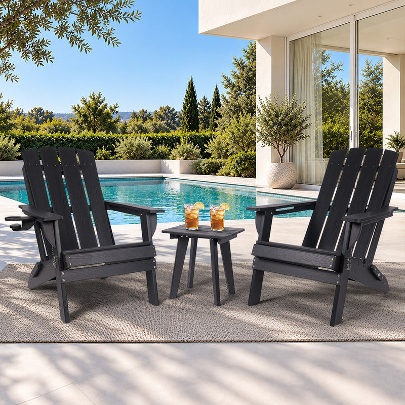 Livsip HDPE Outdoor Side Table Coffee Desk Patio Furniture Black