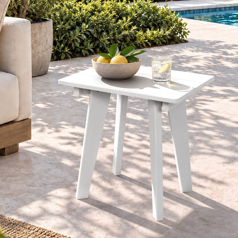 Livsip HDPE Outdoor Side Table Coffee Desk Patio Furniture White