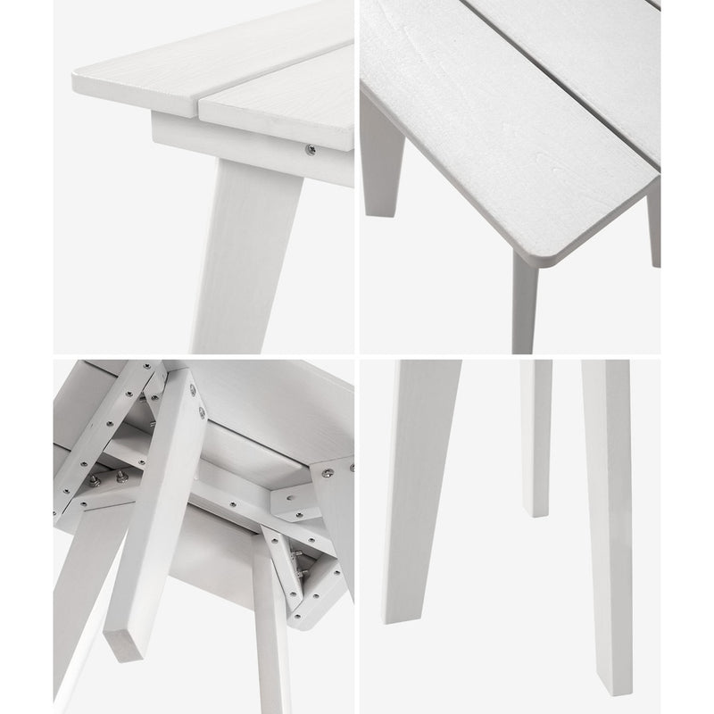 Livsip HDPE Outdoor Side Table Coffee Desk Patio Furniture White