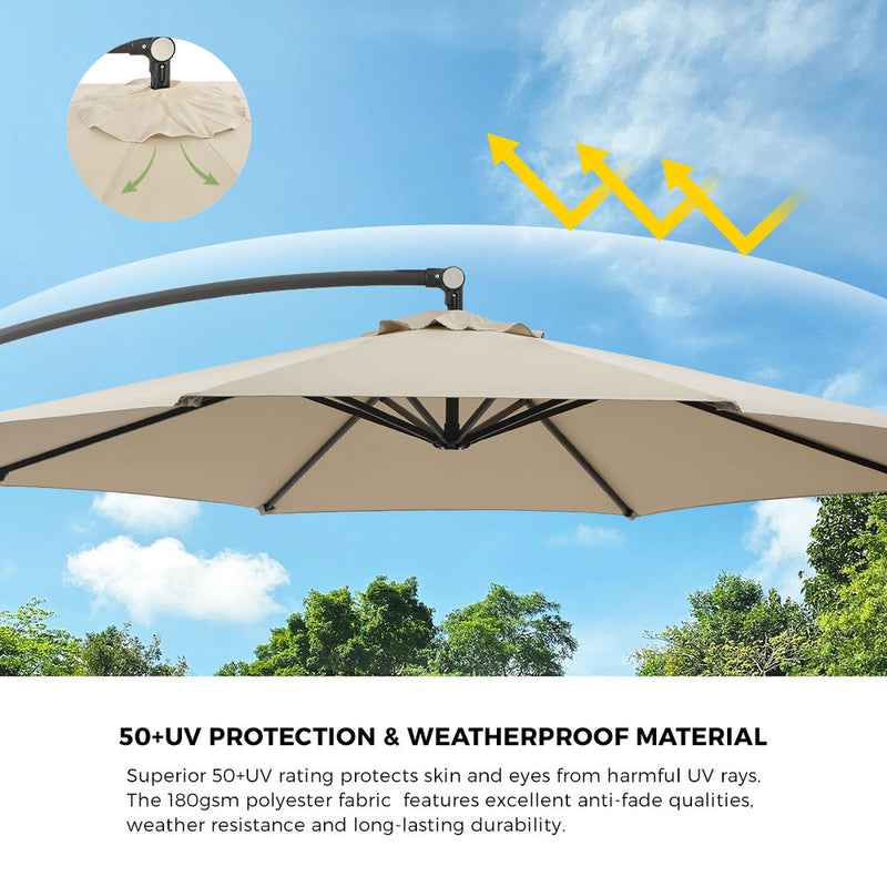 Livsip Outdoor Umbrella 3M Cantilever 360° Rotation Beige