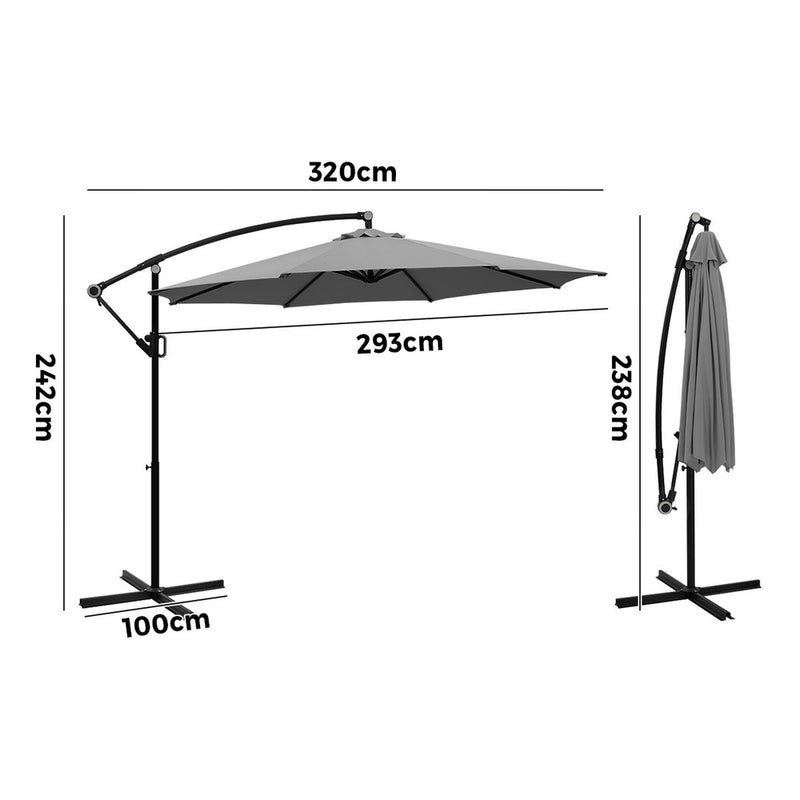 Livsip Outdoor Umbrella 3M Cantilever 360° Rotation Charcoal