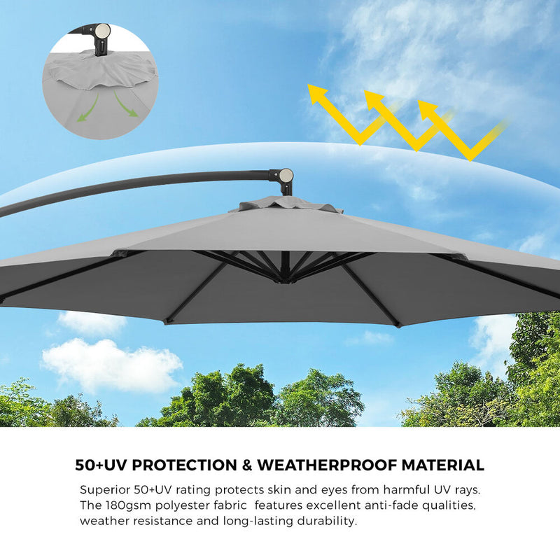Livsip Outdoor Umbrella 3M Cantilever 360° Rotation Charcoal