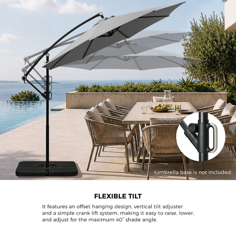 Livsip Outdoor Umbrella 3M Cantilever 360° Rotation Charcoal