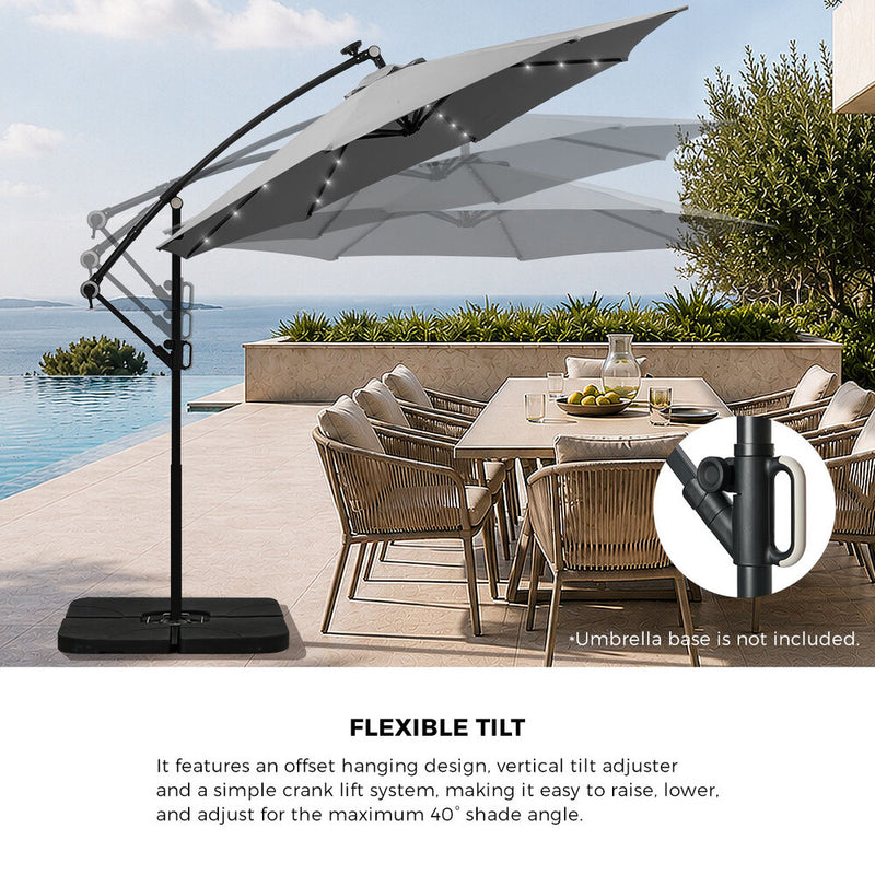 Livsip Outdoor Umbrella 3M Cantilever Rotatable with String Light