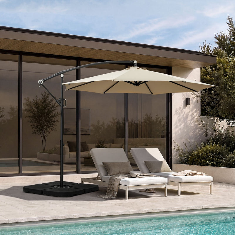 Livsip Outdoor Umbrella 3M Cantileve Stand 360° Rotation w/ Base