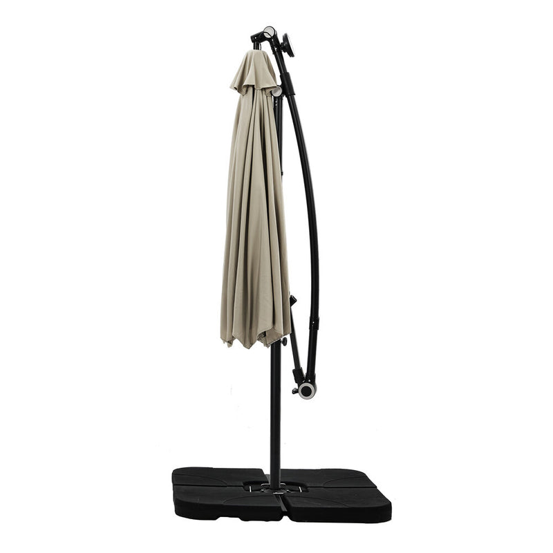 Livsip Outdoor Umbrella Cantilever Rotatable w/ 32-LED Beige Base