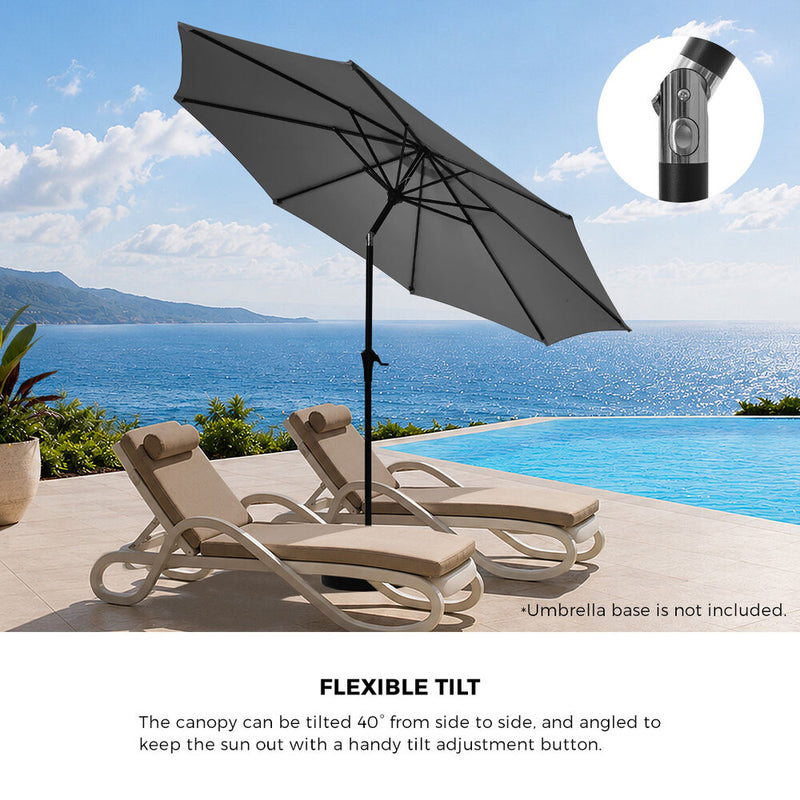 Livsip Outdoor Umbrella 3M Garden Shade with Tilt Charcoal