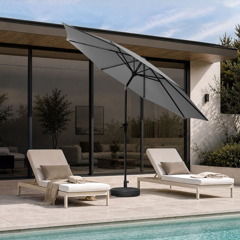 Livsip Outdoor Umbrella 3M Garden Shade with Tilt Base Charcoal