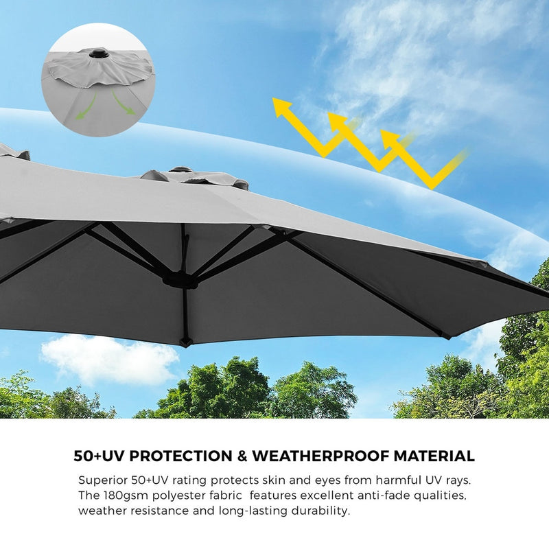 Livsip Outdoor Umbrella 4.52M Double-Sided Umbrellas Charcoal