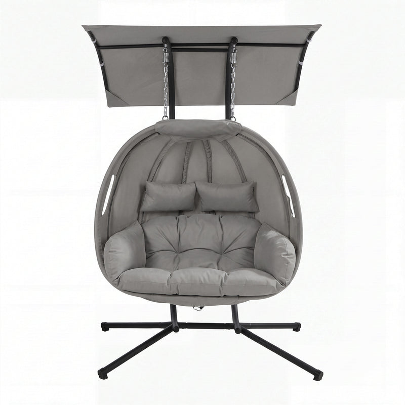 Livsip Swing Chair 2 Seater Patio Lounge with Adjustable Canopy Grey