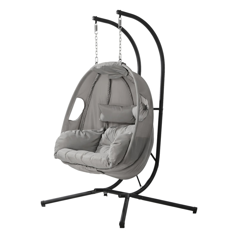 Livsip Swing Chair 2 Seater Patio Lounge with Adjustable Canopy Grey