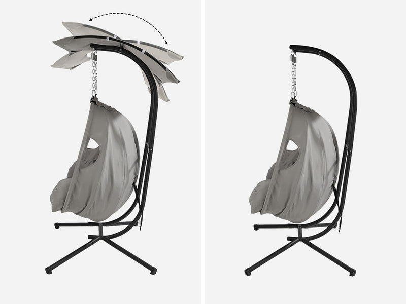 Livsip Swing Chair 2 Seater Patio Lounge with Adjustable Canopy Grey