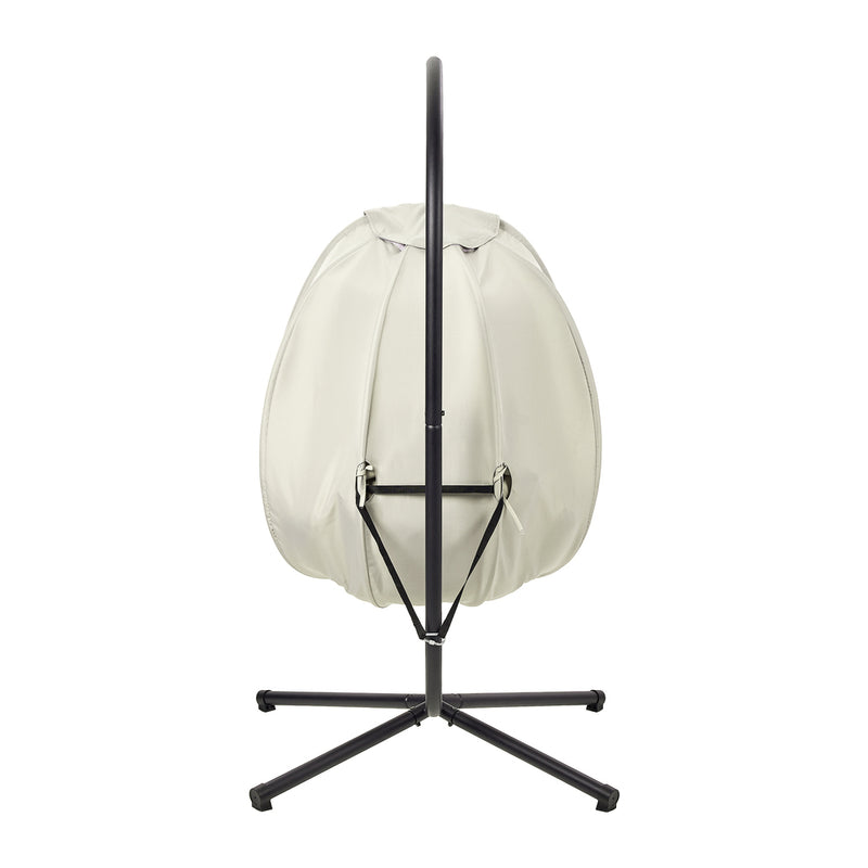 Livsip Outdoor Egg Hanging Chair Swing Seat with Stand Cushions Beige