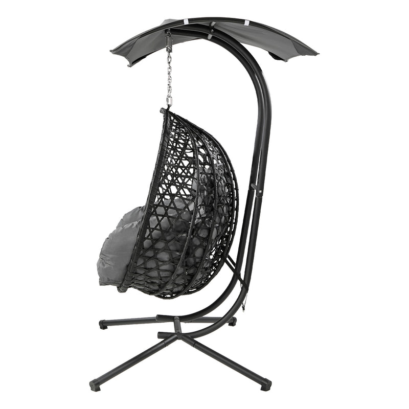 Livsip Swing Chair 2 Seater with Adjustable Canopy Black