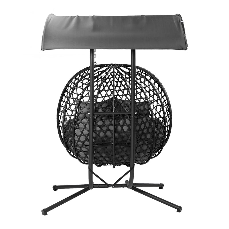 Livsip Swing Chair 2 Seater with Adjustable Canopy Black