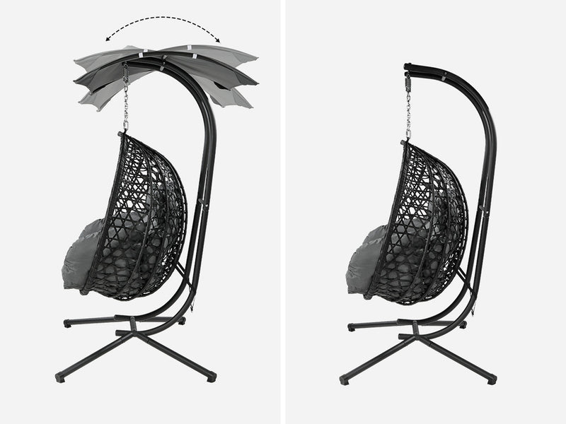 Livsip Swing Chair 2 Seater with Adjustable Canopy Black