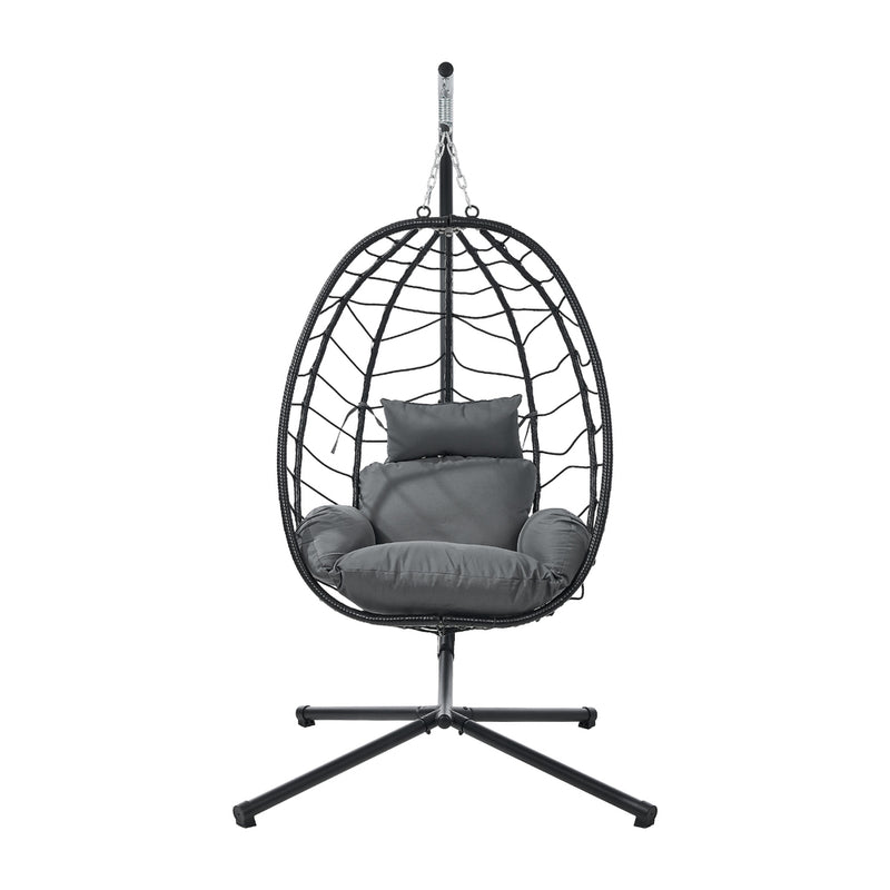 Livsip Outdoor Rattan Hanging Chair Porch Swing Chair Egg Seat Black