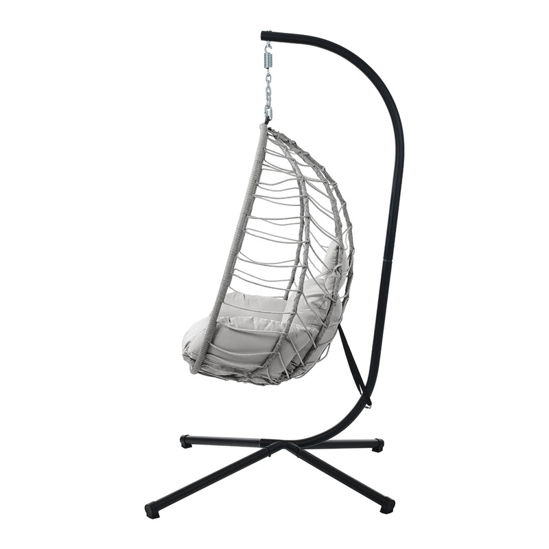 Livsip Outdoor Rattan Hanging Chair Porch Swing Chair Egg Seat Grey