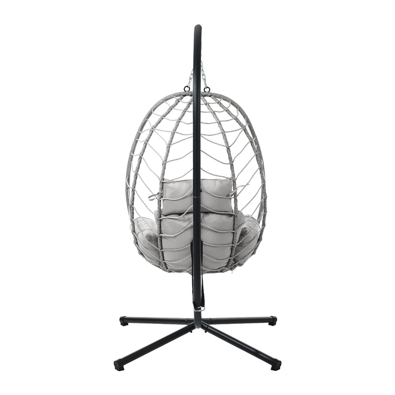 Livsip Outdoor Rattan Hanging Chair Porch Swing Chair Egg Seat Grey