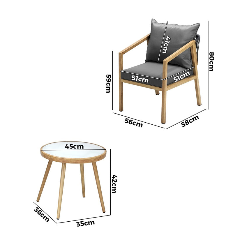 Livsip Outdoor Bistro Set Patio Chairs&Table 3 PCS