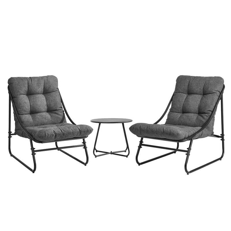 Livsip 3 Pieces Outdoor Patio Set Chair Table Lounge Setting Grey