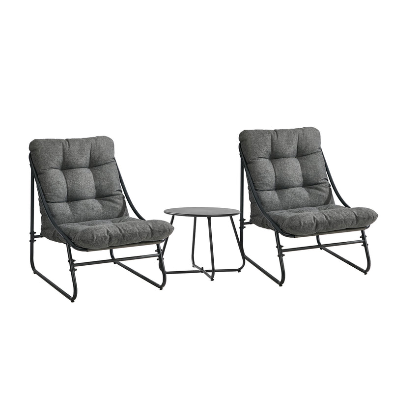 Livsip 3 Pieces Outdoor Patio Set Chair Table Lounge Setting Grey