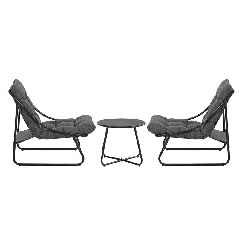 Livsip 3 Pieces Outdoor Patio Set Chair Table Lounge Setting Grey