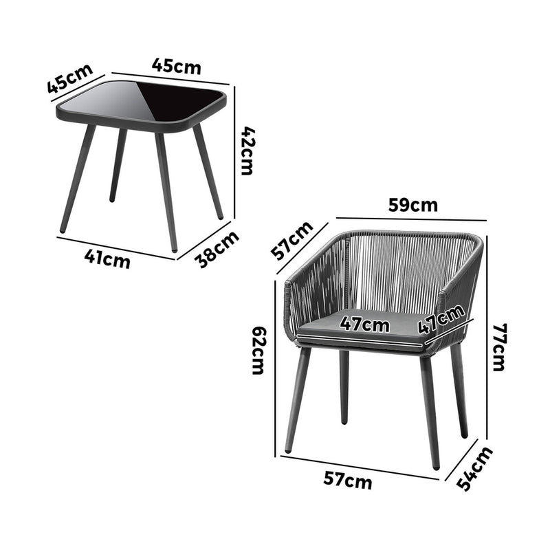 Livsip Outdoor Furniture Set Chairs&Side Table 3PCS