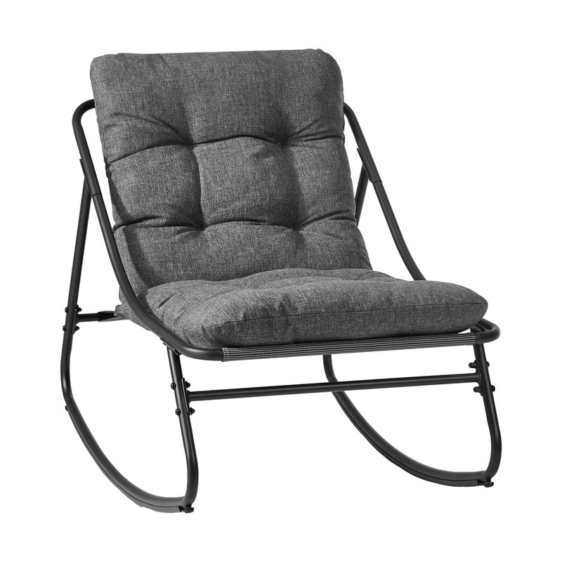 Livsip 3 Pieces Outdoor Patio Set Rocking Chair Table Lounge Grey