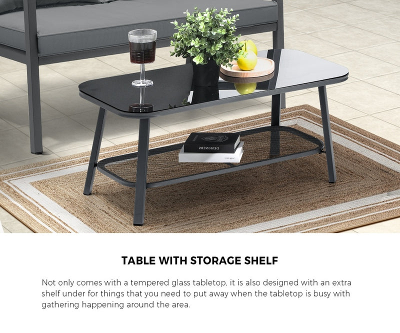 Livsip 4PCS Outdoor Furniture Set Sofa Table Chairs Set Grey