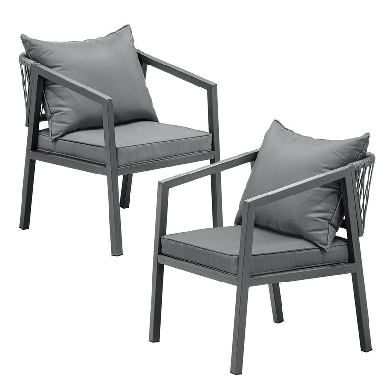 Livsip 2X Outdoor Chairs Steel Frame Padded Seat