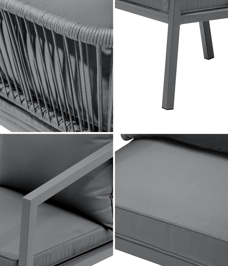 Livsip 2X Outdoor Chairs Steel Frame Padded Seat