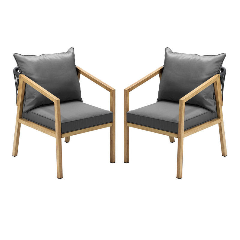 Livsip 2X Outdoor Armchairs with Padded Seat and Back Cushions
