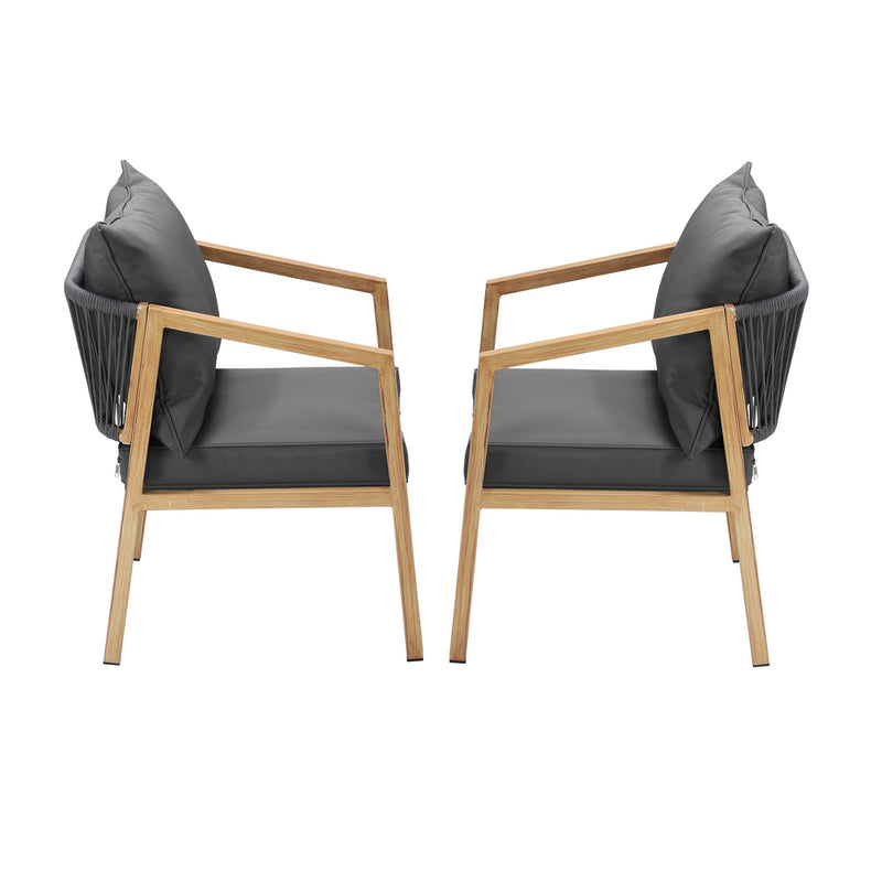 Livsip 2X Outdoor Armchairs with Padded Seat and Back Cushions