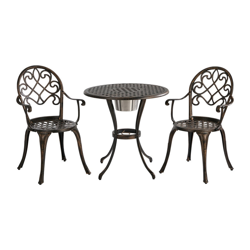 Livsip 3 Pieces Outdoor Patio Table Chairs Set Cast Aluminium