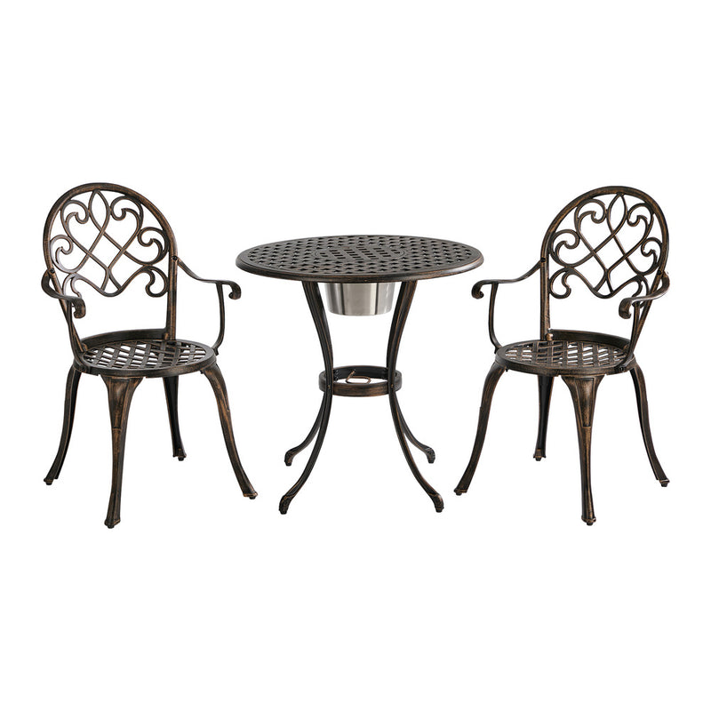 Livsip 3 Pieces Outdoor Patio Table Chairs Set Cast Aluminium
