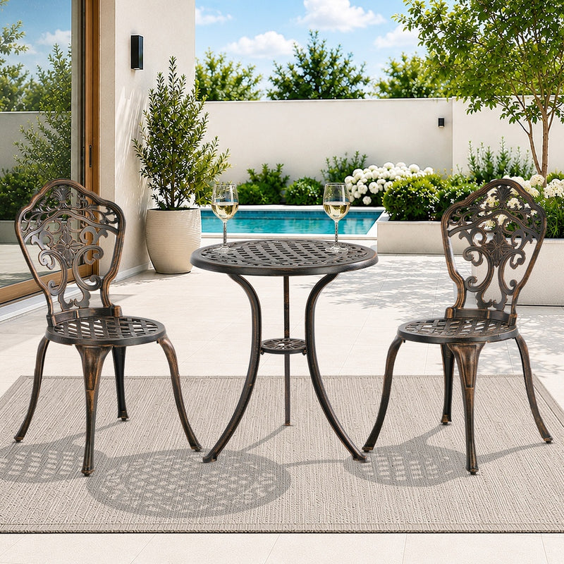 Livsip 3 Piece Outdoor Patio Set Garden Furniture Bronze