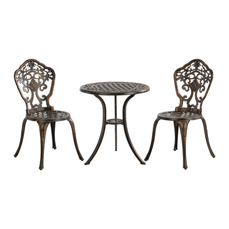 Livsip 3 Piece Outdoor Patio Set Garden Furniture Bronze