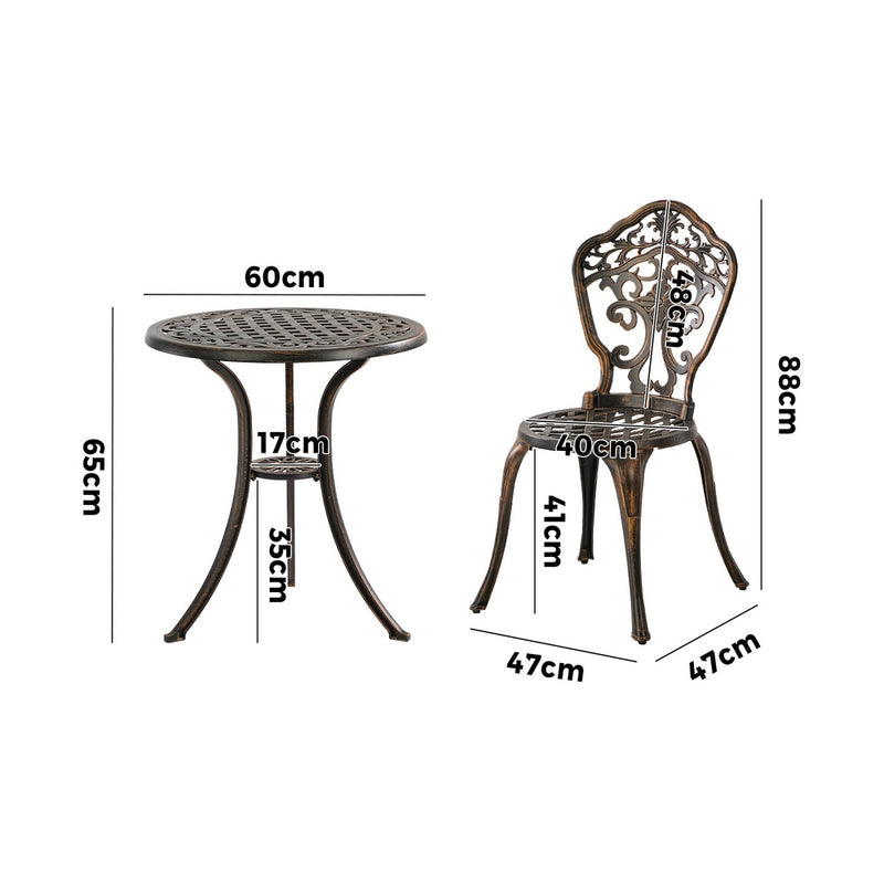 Livsip 3 Piece Outdoor Patio Set Garden Furniture Bronze