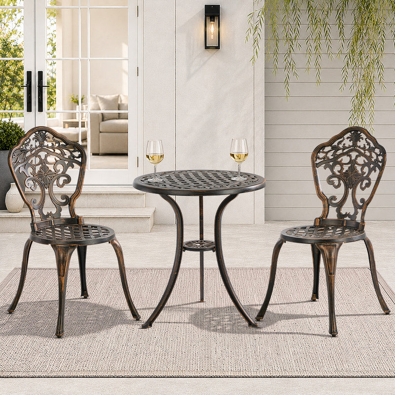 Livsip 3 Piece Outdoor Patio Set Garden Furniture Bronze