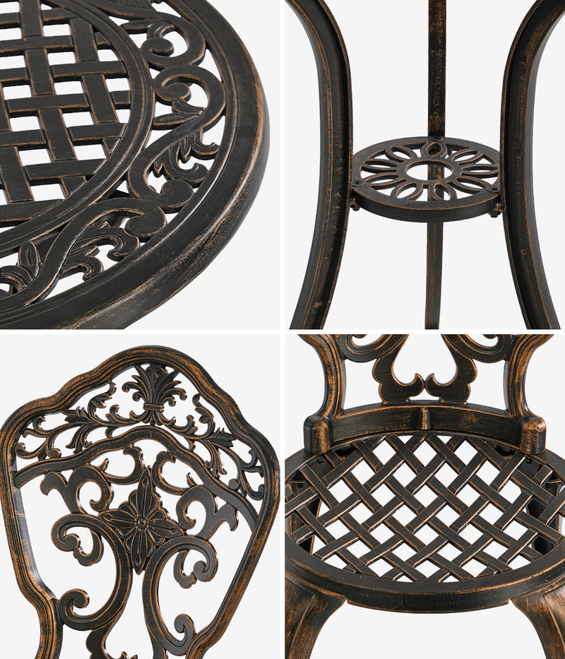 Livsip 3 Piece Outdoor Patio Set Garden Furniture Bronze