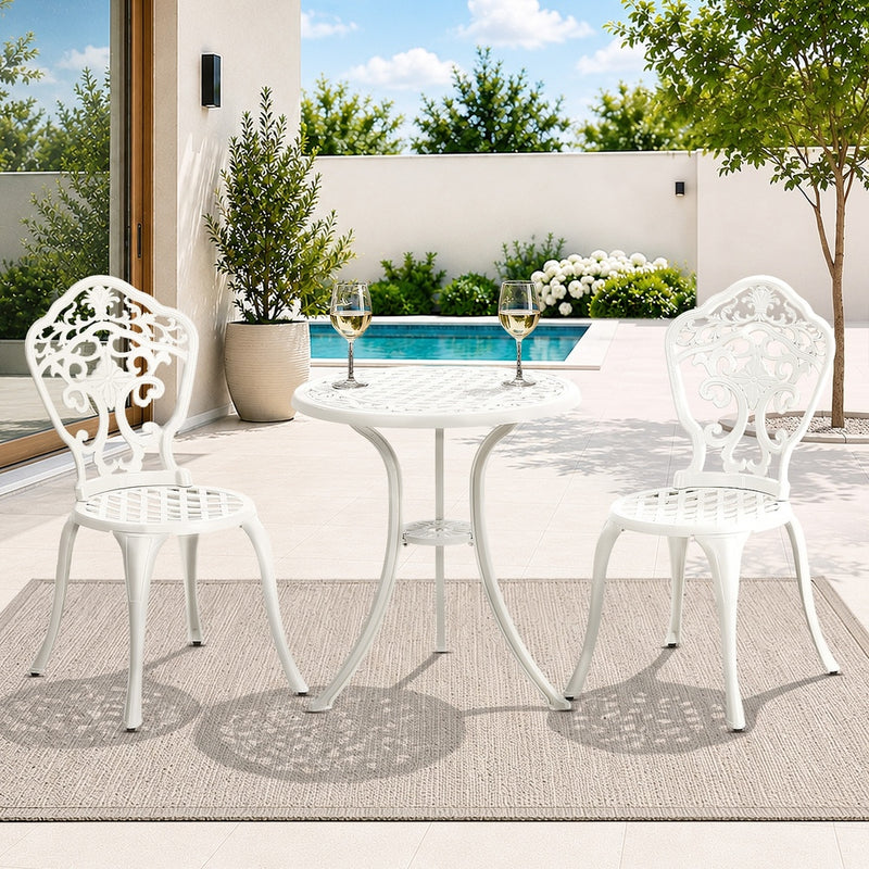 Livsip 3 Piece Outdoor Patio Set Garden Furniture White