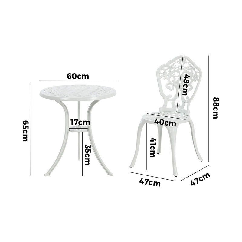 Livsip 3 Piece Outdoor Patio Set Garden Furniture White