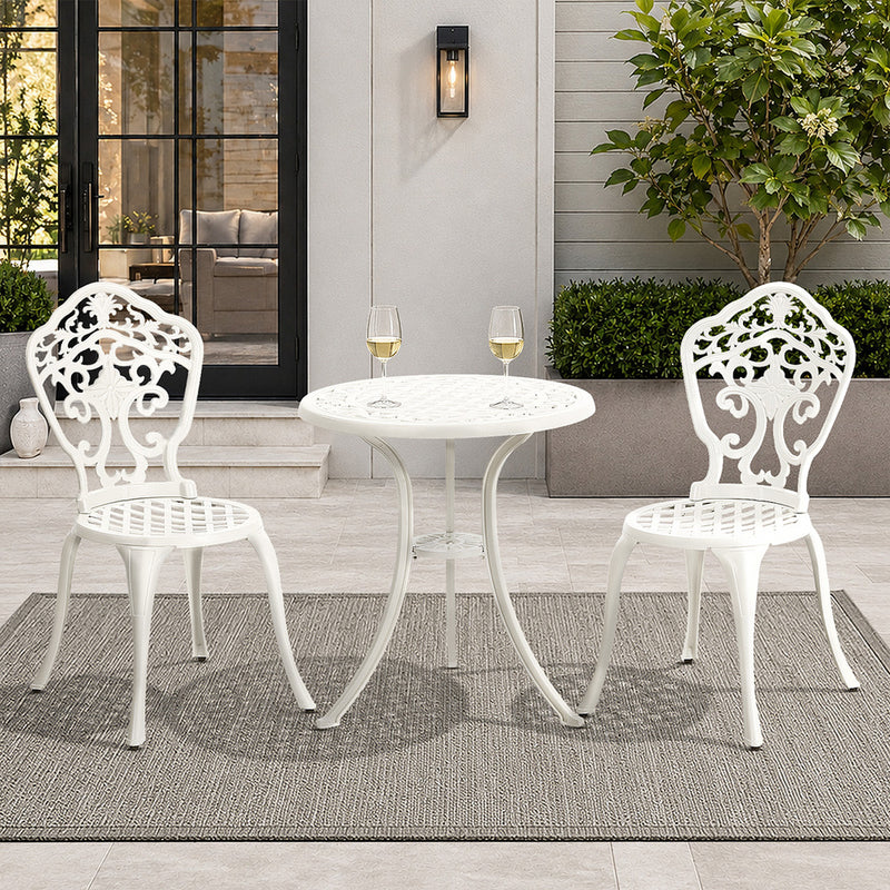 Livsip 3 Piece Outdoor Patio Set Garden Furniture White