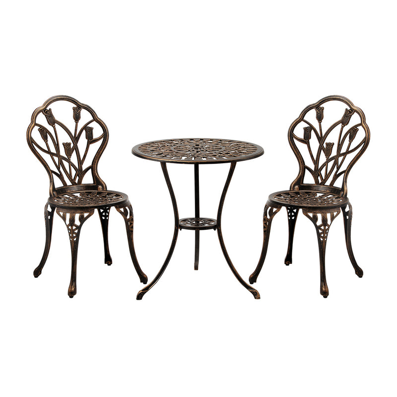 Livsip 3PCS Bistro Outdoor Setting Chairs Table Bronze