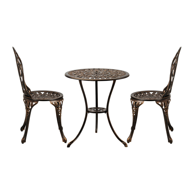 Livsip 3PCS Bistro Outdoor Setting Chairs Table Bronze
