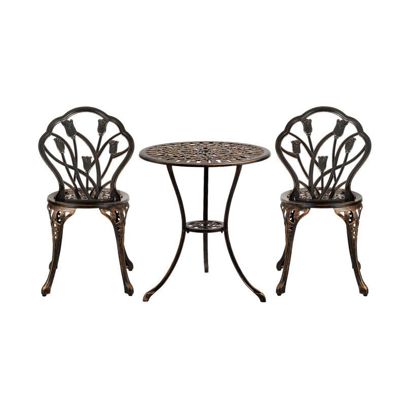Livsip 3PCS Bistro Outdoor Setting Chairs Table Bronze