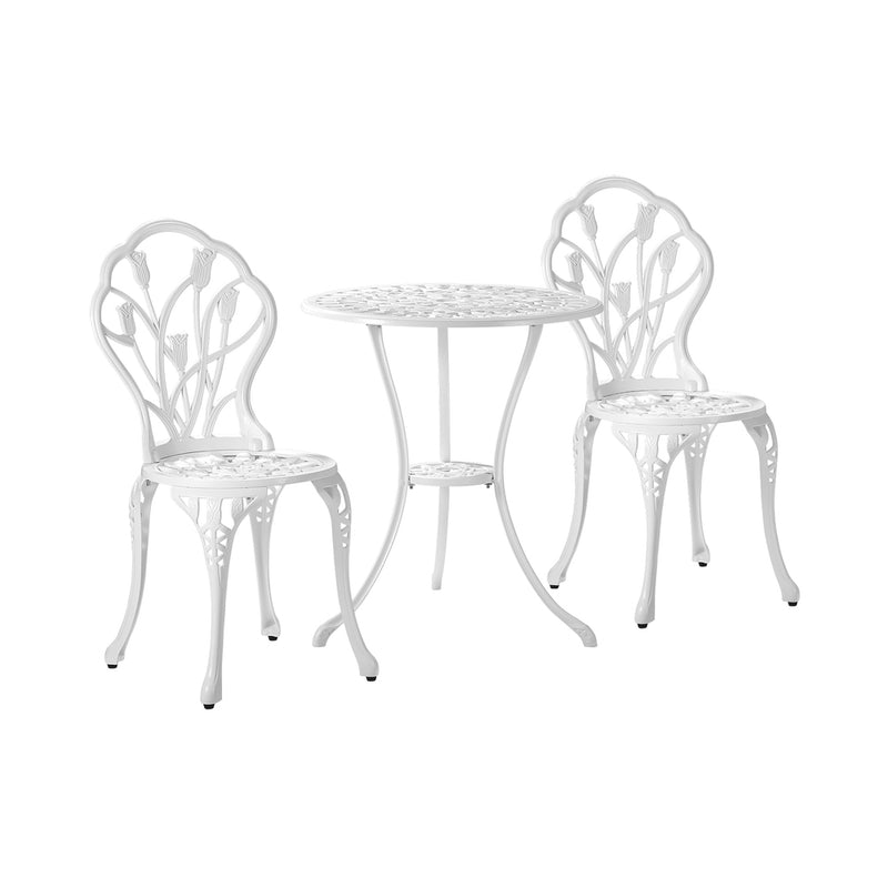 Livsip 3 PCS Outdoor Furniture Set Chairs&Table White