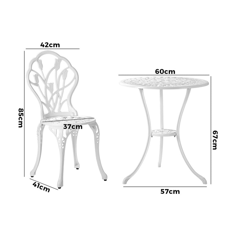 Livsip 3 PCS Outdoor Furniture Set Chairs&Table White
