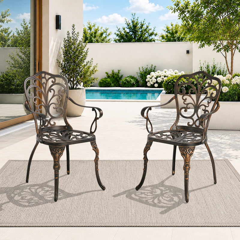 Livsip 2PCS Outdoor Garden Patio Chairs Cast Aluminium Butterfly